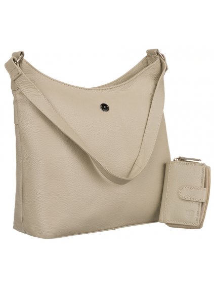 Peterson krémová kožená sada shopper kabelky a peňaženky