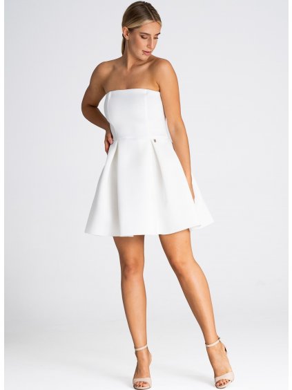 Smotanové šaty bez ramienok