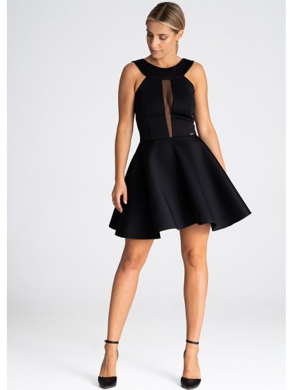 Čierne mini šaty s priehľadnou vsadkou