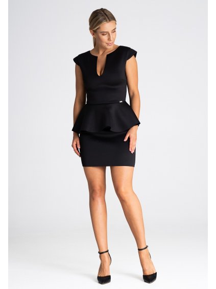 Čierne mini šaty s volánom