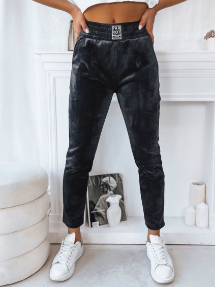 Tmavosivé velúrové tepláky BRENDA