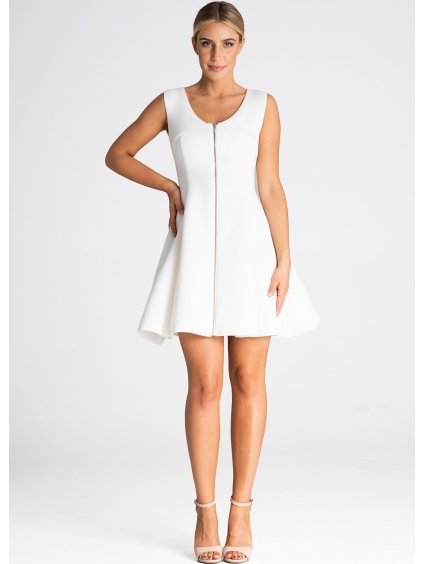 Smotanové mini šaty s ozdobným zipsom