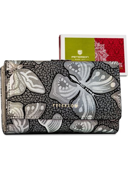 Peterson Sivá holografická peňaženka - motýliky Y490