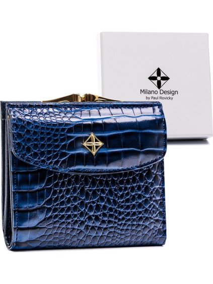 Milano Design Tmavomodrá malá peňaženka z eko kože T016