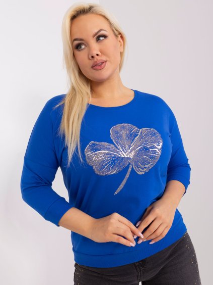 Modré tričko s lesklou potlačou