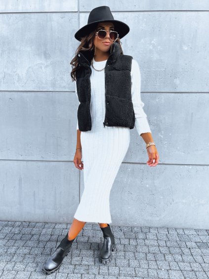 (Veľ. XL) Čierna kožúšková vesta BEEWARM