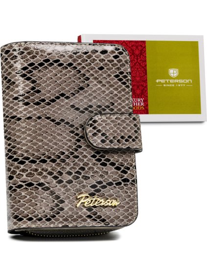 Peterson sivá kožená peňaženka s hadím vzorom Y290