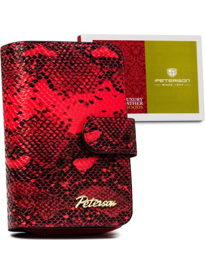 Peterson Červená kožená peňaženka s hadím vzorom Y289