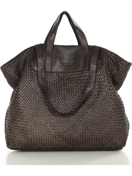MARCO MAZZINI tmavohnedá pletená shopper bag