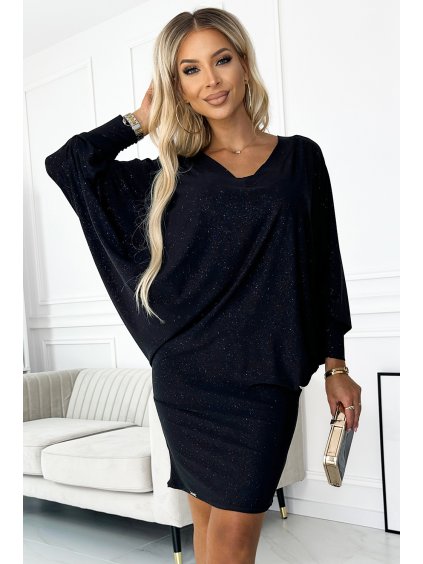 Čierne šaty s trblietkami HELENA