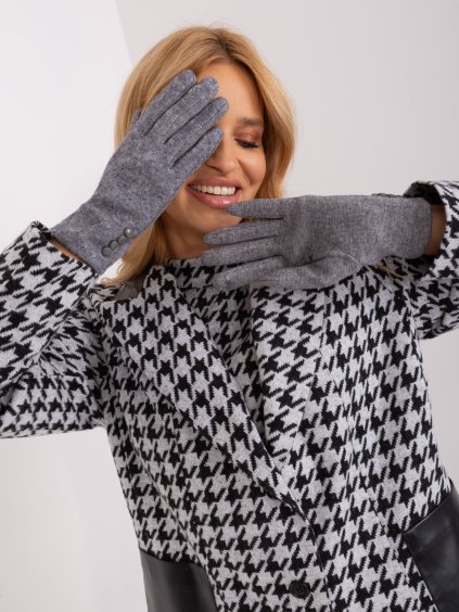 Tmavosivé rukavice s gombíkmi