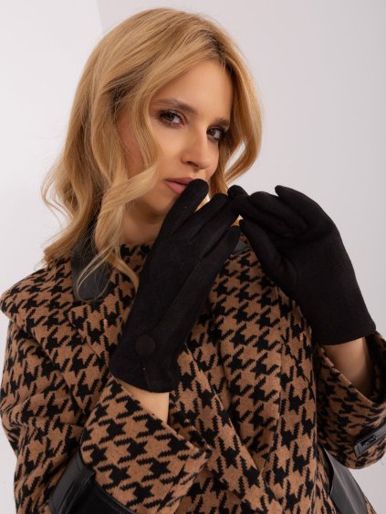 Čierne rukavice s ozdobným gombíkom