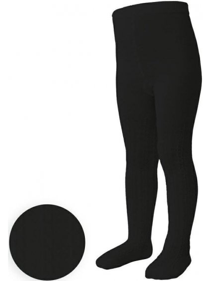 Čierne dievčenské pančuchy s pleteným vzorom Art. 071