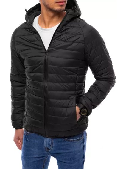 Čierna pánska prešívaná bunda