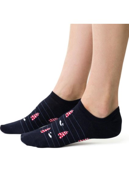 Tmavomodré unisex členkové ponožky so vzorom Art.117