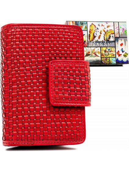 Rovicky Červená kožená mriežkovaná peňaženka V261