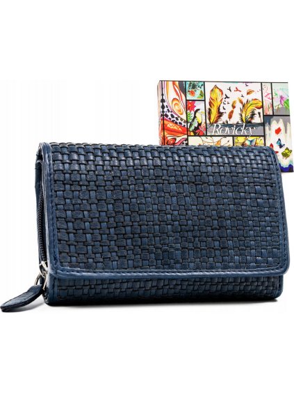Rovicky Tmavomodrá stredná mriežkovaná peňaženka V254