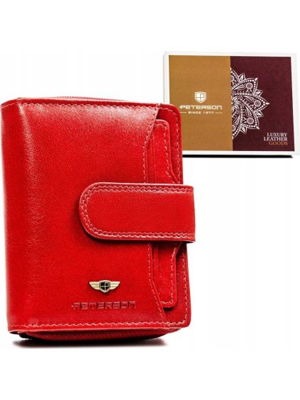 Peterson Červená stredná kožená peňaženka Y576