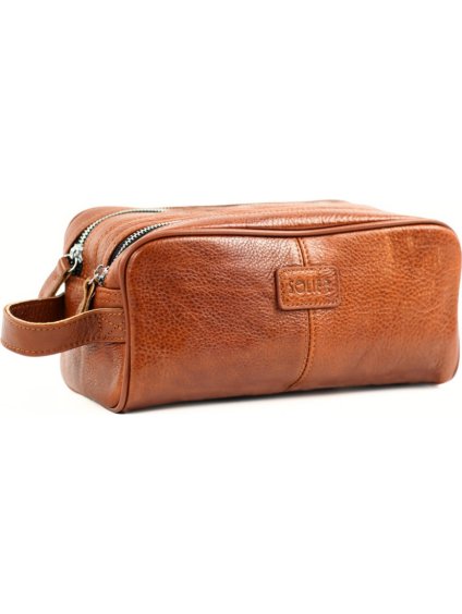 Kozmetická kožená hnedá taška SOLIER