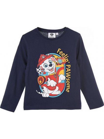 Tmavomodré chlapčenské tričko s dlhým rukávom Paw Patrol - Marshall