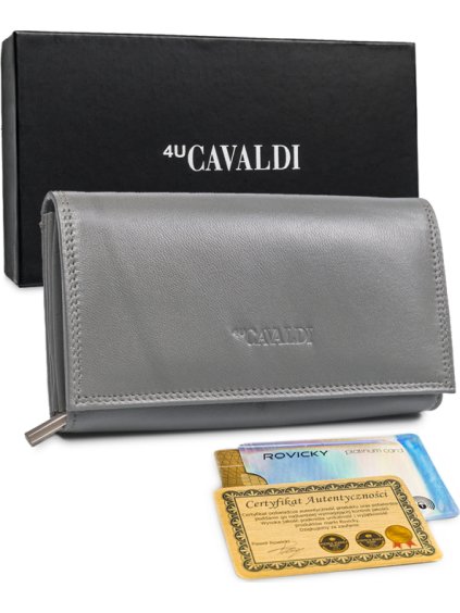 4U Cavaldi Sivá kožená peňaženka M621
