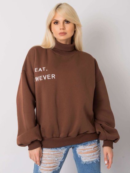 (Veľ. L/XL) Hnedá dámska mikina s rolákom