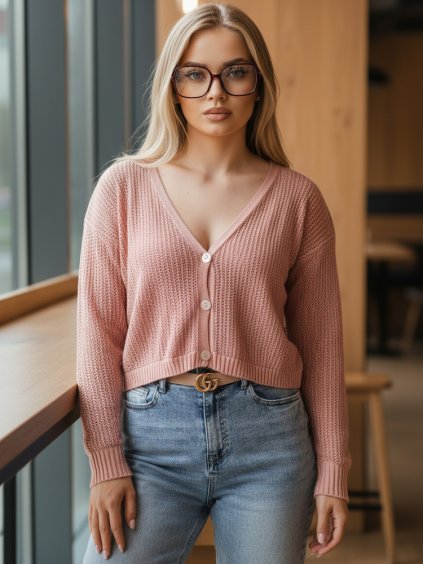 Marhuľový pletený sveter GOFFY