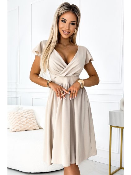 Svetlobéžové  midi šaty MATYLDA