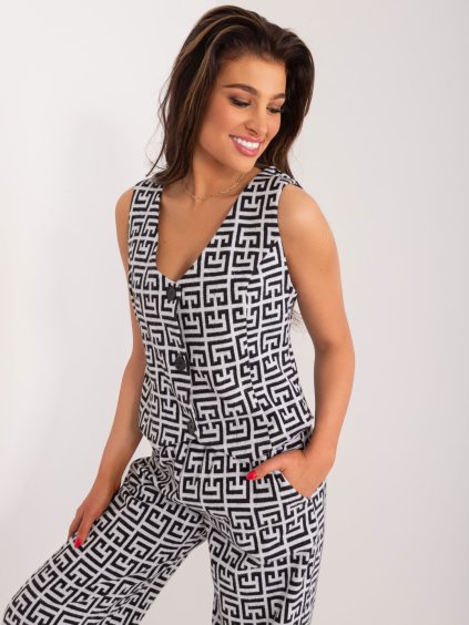 Sivo-čierna vzorovaná elegantná vesta