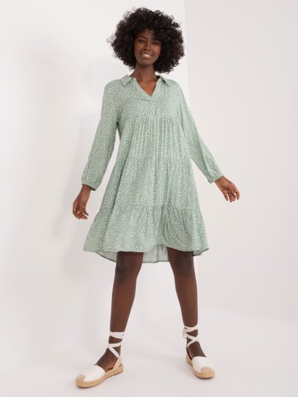 Svetlozelené vzorované ležérne šaty