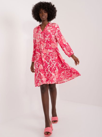 Koralové vzorované ležérne šaty