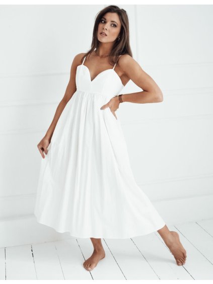 Biele romantické midi šaty ELIENE