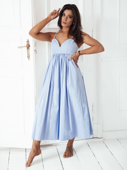 Svetlomodré romantické midi šaty ELIENE