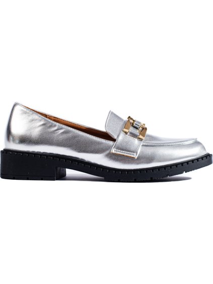 Strieborné mokasíny so zlatou sponou
