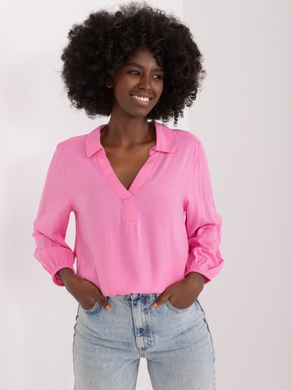 Ružová košeľová blúzka
