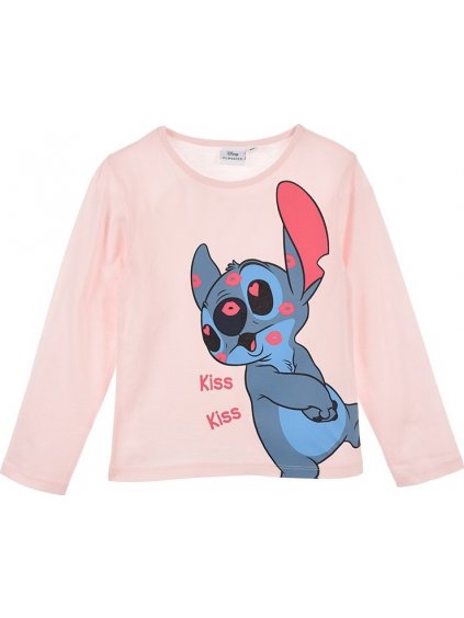 SVETLORUŽOVÉ DIEVČENSKÉ TRIČKO S DLHÝM RUKÁVOM DISNEY LILO STITCH