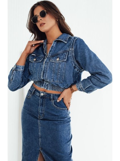 Modrá džínsová crop bunda BLIRNA