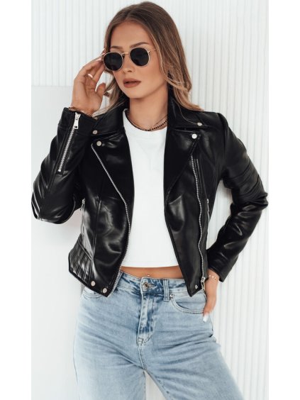 Čierna koženková kratšia bunda EKLIN