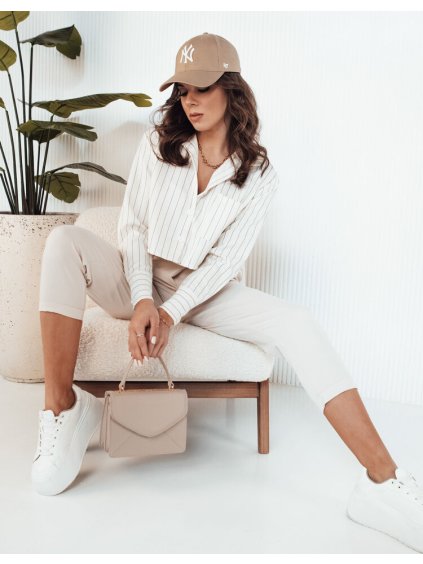 Smotanová pruhovaná crop košeľa GIRSA