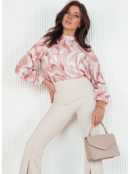 Bielo-ružová vzorovaná elegantná blúzka TORNI
