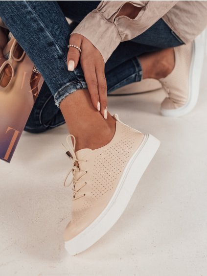 Béžové tenisky s dierovaním JUNCO