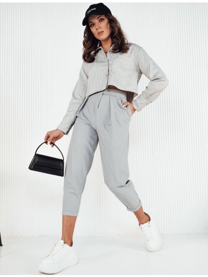 Sivé nohavice s vysokým pásom BAFROT