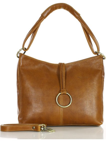 MARCO MAZZINI svetlohnedá kožená taška na rameno