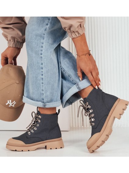 Tmavosivé workery na šnurovanie MOSS