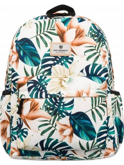 Peterson bielo-zelený kvetinový batoh s vreckom na notebook