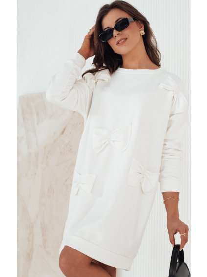 Smetanové mikinové šaty s mašličkami GASTOR