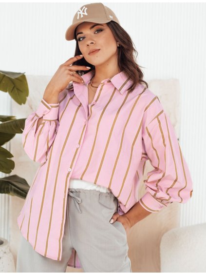 Ružová pruhovaná oversize košeľa TENESI