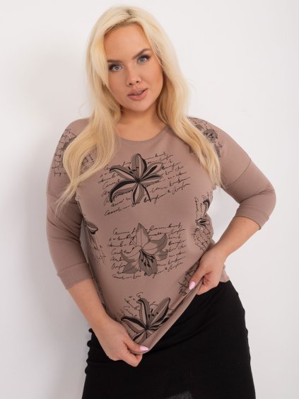 Tmavobéžové tričko s potlačou
