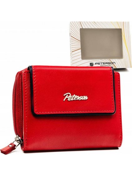Peterson Červená malá kožená peňaženka Y606
