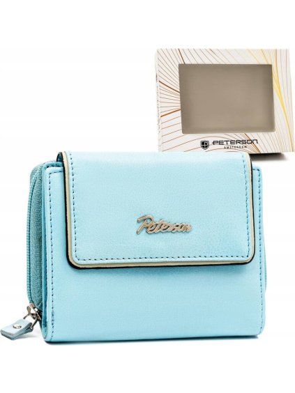 Peterson Svetlomodrá malá kožená peňaženka Y603